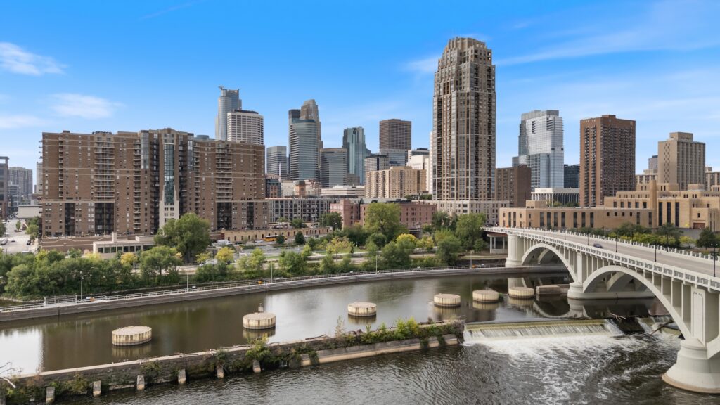 View of downtown Minneapolis and the river